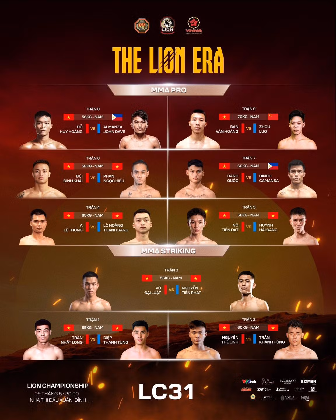 Chi tiết thứ tự thi đấu tại LION Championship 31